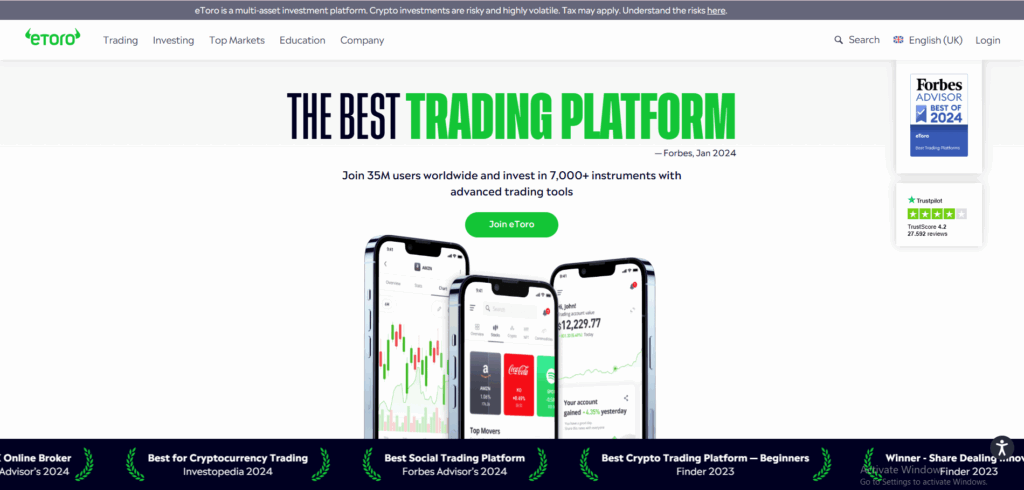eToro – Nền tảng CopyTrade quốc tế mạnh nhất về chứng khoán toàn cầu